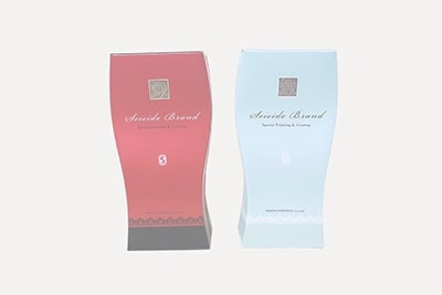 パール材質のくびれ化粧箱